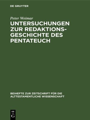 cover image of Untersuchungen zur Redaktionsgeschichte des Pentateuch
